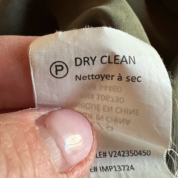 VINCE army green tab sleeve elastic waist silky shirt tunic dress szL officecore - Picture 7 of 10